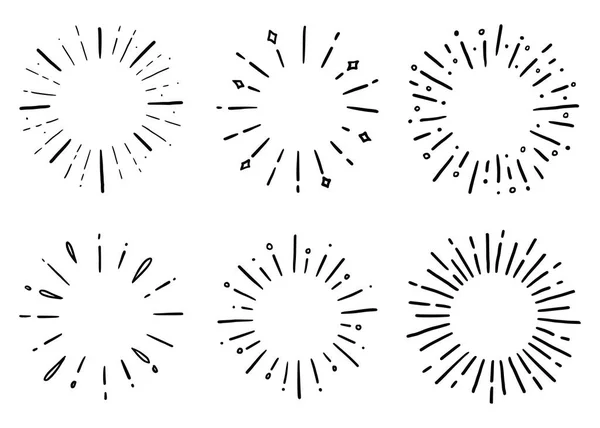 Von Hand gezeichneter Sonnenstrahl. Gekritzel — Stockvektor