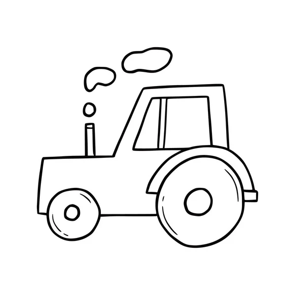 Ručně tažený farmářský traktor. Náčrtek Doodle — Stockový vektor