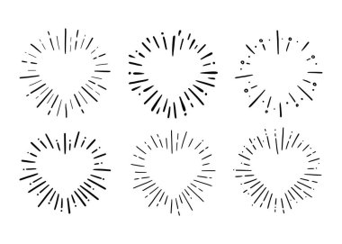 Kalp şeklinde patlama. El çizimi 