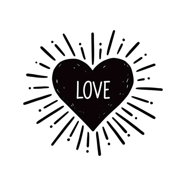 Aşk mesajlı kalp. El çizimi — Stok Vektör