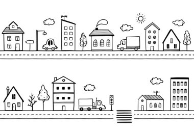 Evleri olan Doodle City Caddesi.