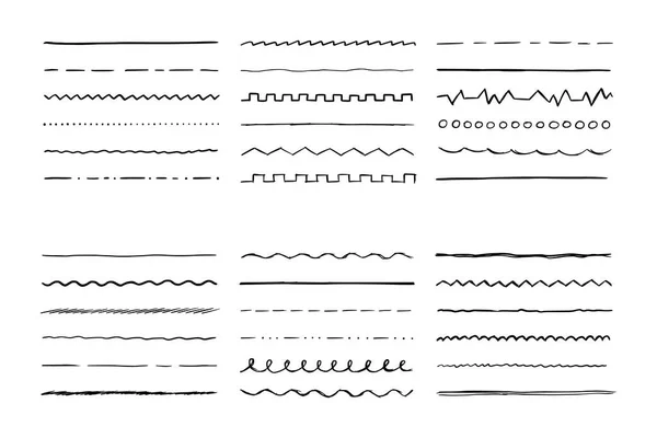 Handgezeichnetes Linienset für Pinsel. — Stockvektor