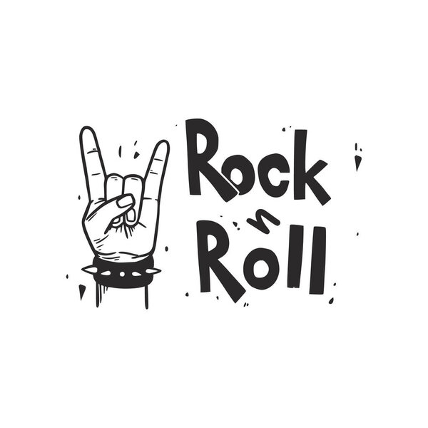 Rock and roll hand. Hand drawn
