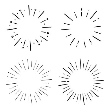 Doodle dairesi güneş patlaması, ışıltı ışını seti