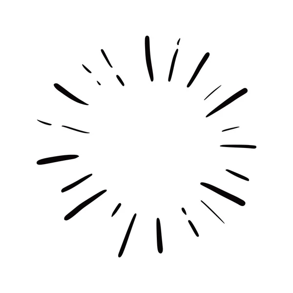 Linia doodle ray, blask, sunburst, sunshine — Wektor stockowy