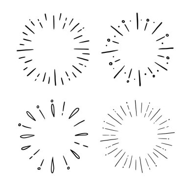 Doodle dairesi güneş patlaması, ışıltı ışını seti