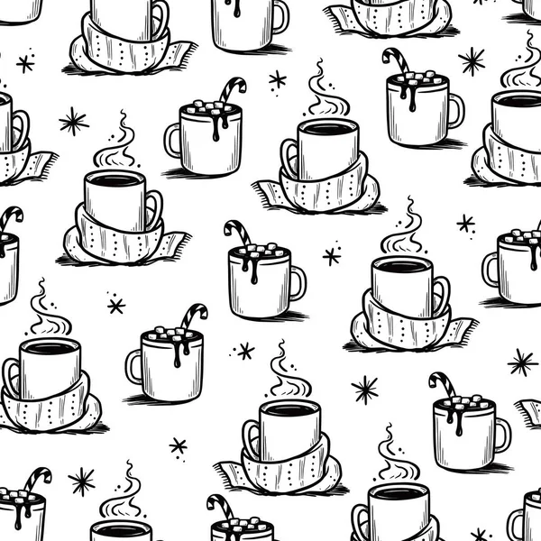 Noel şablonu ve sıcak kış kahvesi.