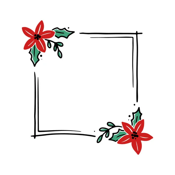 Vánoční květinový rám s obdélníkovým tvarem — Stockový vektor