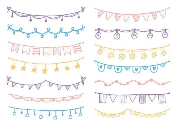 Party garland set with flag, bunting, pennant. — Stock Vector