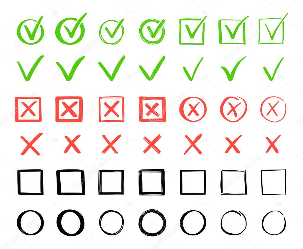 Green check and red cross mark set.