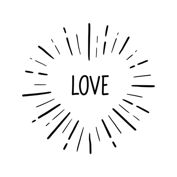 Coração com texto de amor. Desenhado à mão —  Vetores de Stock