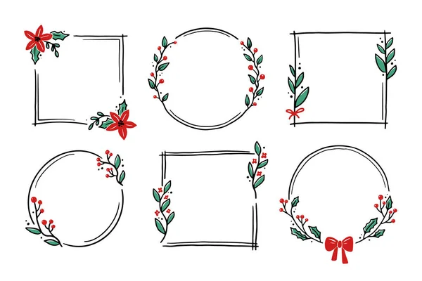 Çemberli, dikdörtgen şekilli Noel çiçeği çerçevesi