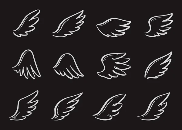天使の人形の翼セット。手描き — ストックベクタ