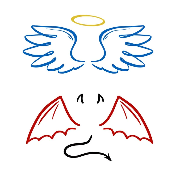 Anjo e diabo estilizado ilustração vetorial. —  Vetores de Stock