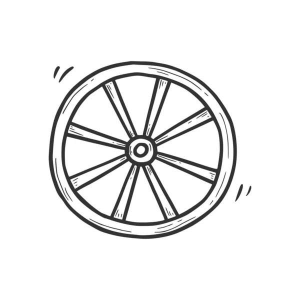 Hand drawn old wagon wheel element — Stock Vector
