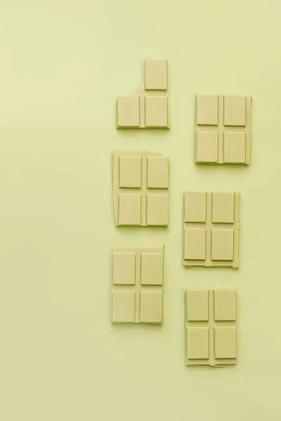 Chocolate Bar Matcha Tea Green Background Monochrome Minimalism — Stock Photo, Image