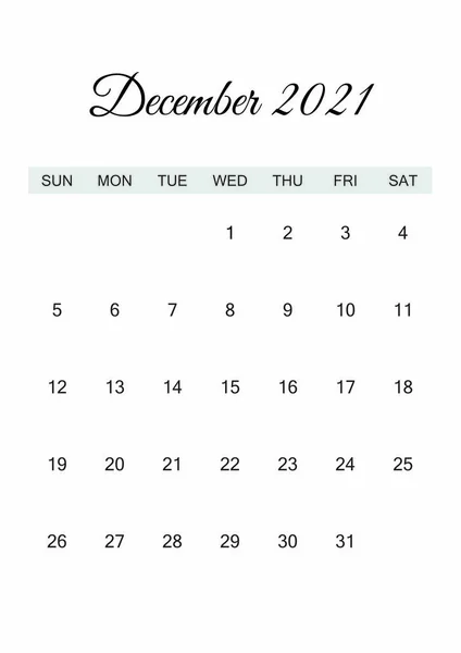 Kalender December 2021 Papierkalender Wit Papier — Stockvector