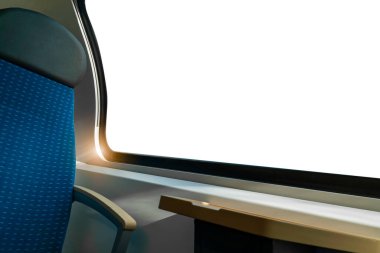 Avrupa 'da temiz hijyen koltuğu. Almanya' da toplu taşımacılık treni. Gezginler için güneş ışığı alan metro otobüsü.