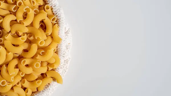 Raw Dry Uncooked Elbow Macaroni Pasta Spaghetti White Background Good — Stock Photo, Image