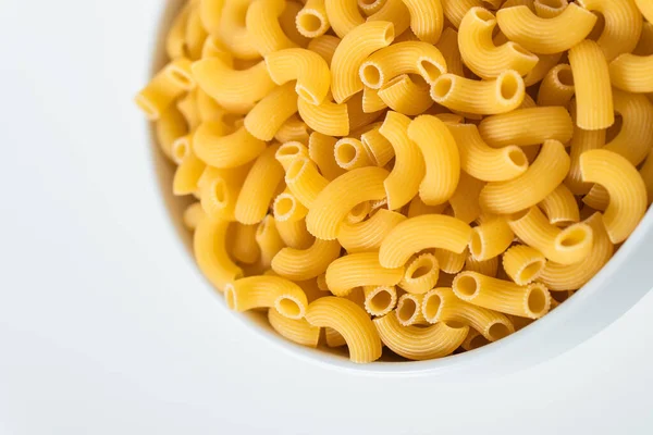 Espagueti Crudo Seco Sin Cocer Pasta Codo Macarrones Sobre Fondo — Foto de Stock