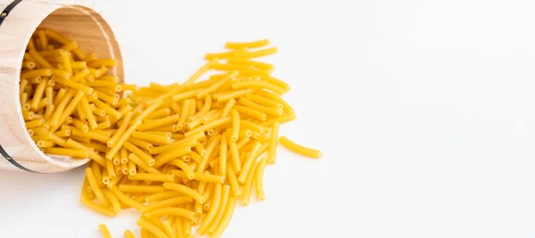 Fideos Pasta Macarrones Crudos Secos Sin Cocer Sobre Tazón Blanco — Foto de Stock