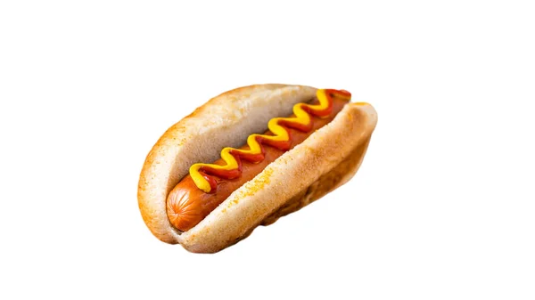 American Traditional Fast Food Hotdog Fresh Organic Bread Bun White — Stock Photo, Image