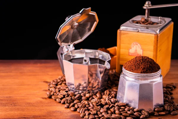 Café Fresco Para Desayuno Mañana Refrescar Cafeína Taza Blanca Tostada —  Fotos de Stock