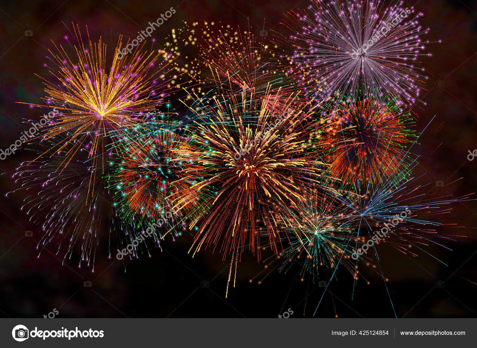 Realistic Illustration Colorful Rainbow Firework Pyrotechnic Night Dark Sky Smoke Stock Photo by ©Chan2545 425124854 Realistic Illustration Colorful Rainbow Firework Pyrotechnic Night Dark Sky Smoke Stock Photo by ©Chan2545 425124854