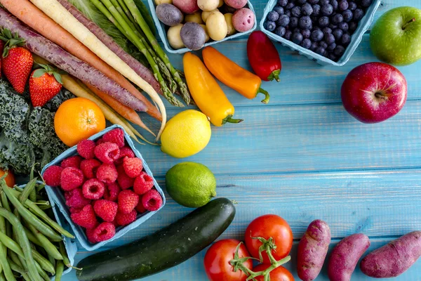 什锦的水果和蔬菜背景 — 图库照片