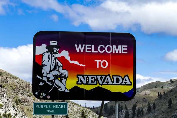 Bienvenido a Nevada Highway Sign — Foto de Stock