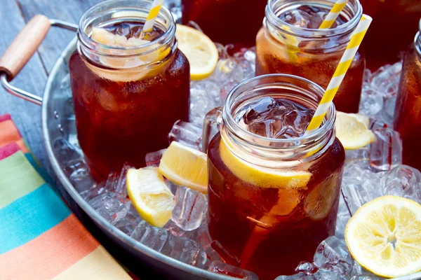 Iced Teas in Ice Filled Tray — Stock Photo, Image