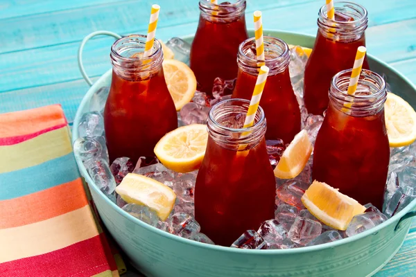 Iced Teas in Ice Filled Tray — Stock Photo, Image