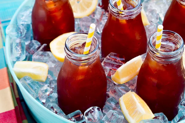 Iced Teas in Ice Filled Tray — Stock Photo, Image