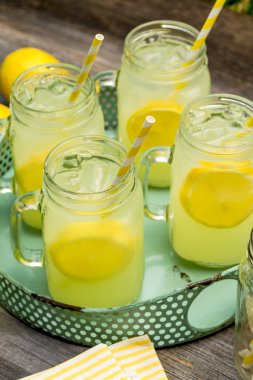 Mason taze sıkılmış limonata kavanozlar