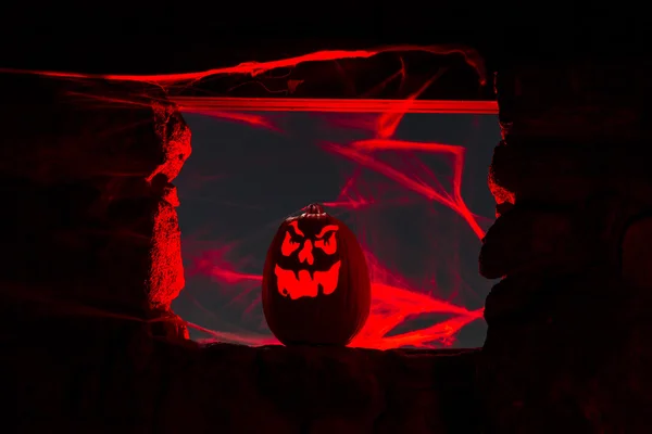 Kaars aangestoken Halloween pompoenen — Stockfoto