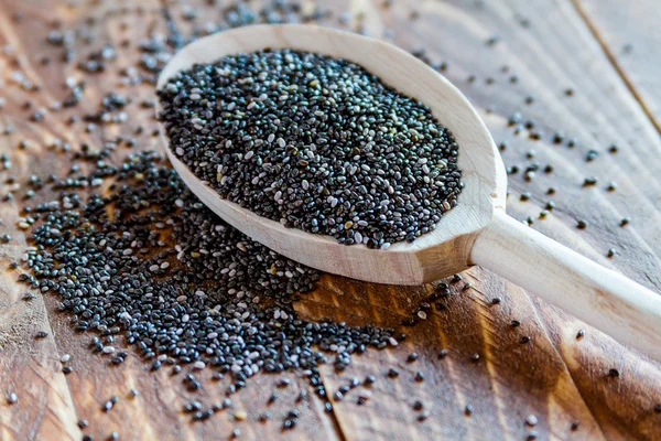 Sementes de chia preto e branco — Fotografia de Stock