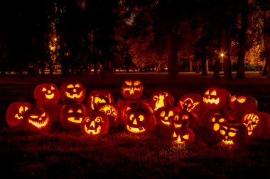 Mum ışıklı Halloween Pumpkins