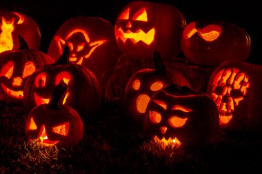Mum ışıklı Halloween Pumpkins