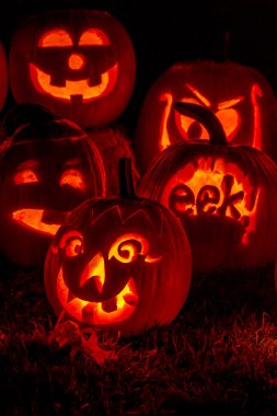 Mum ışıklı Halloween Pumpkins