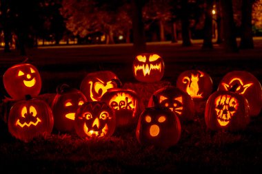Mum ışıklı Halloween Pumpkins