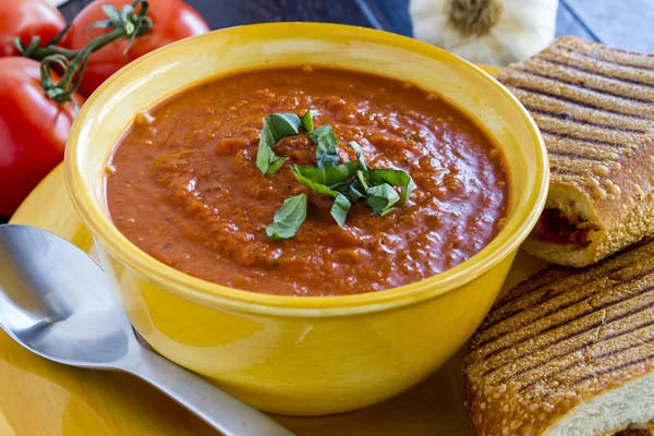 新鲜的自制西红柿汤 — 图库照片