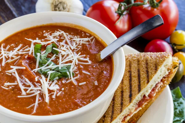 Färsk hemlagad tomatsoppa — Stockfoto