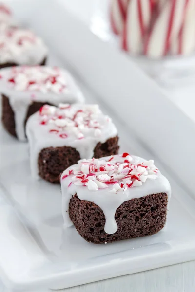 Czekolada Peppermint Brownie ukąszenia — Zdjęcie stockowe