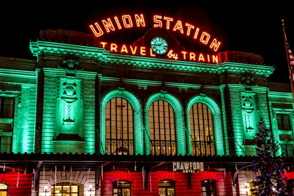 Luces de vacaciones en Denver Colorado EE.UU. — Foto de Stock