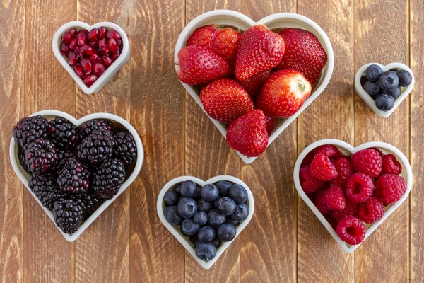 Assorted Fresh Berries and Pomegranate Seeds — Stock Photo, Image