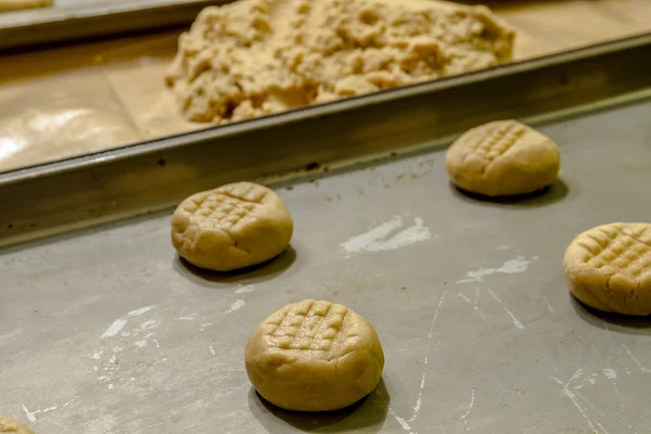 Making of arašídové máslo Cookies — Stock fotografie