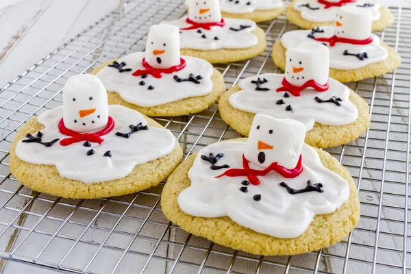 Melting Snowmen Decorated Sugar Cookies — Stock Photo, Image