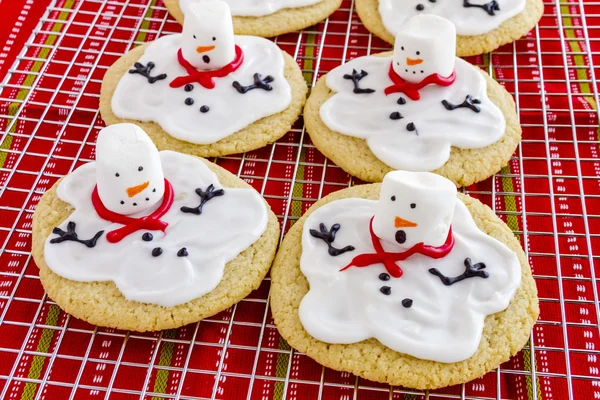 Melting Snowmen Decorated Sugar Cookies — Stock Photo, Image