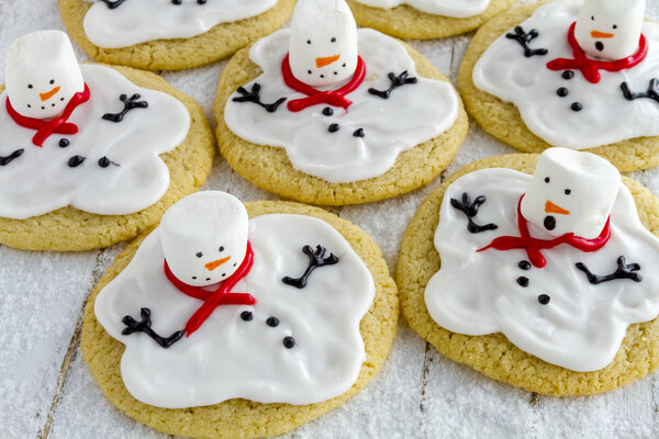Melting Snowmen Decorated Sugar Cookies