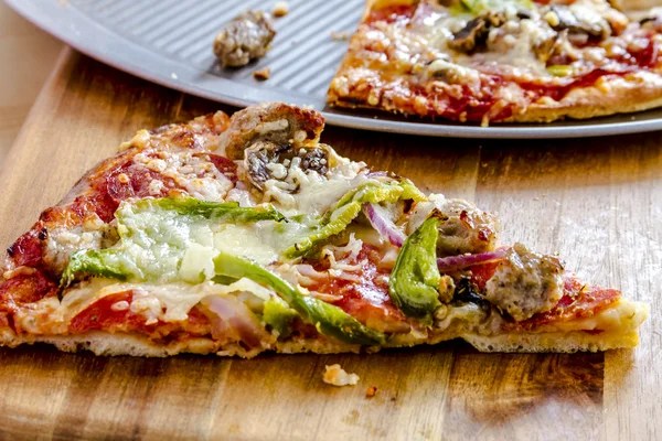 Fresh Thin Crust Supreme Pizza — Stock Photo, Image